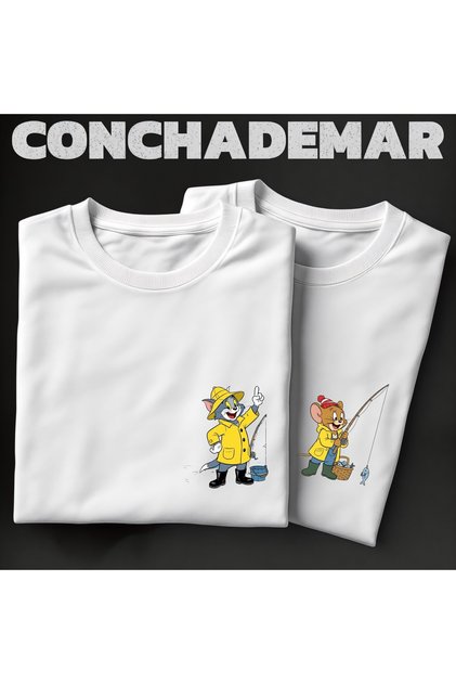 Tom and Jerry Fisherman Printed 2-Pack Oversized T-Shirt Lover Combination