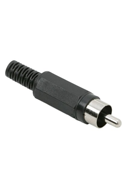 Mufa RCA Tata Neagra pentru Cablu Audio, Conector Plastic cu Protectie Anti-Rupere, Ø cablu max. 5,5 mm
