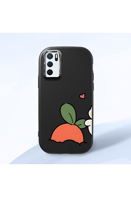 Oppo A55 4g Compatible Shock-Absorbing Camera Protected Black Silicone Case Dual Model