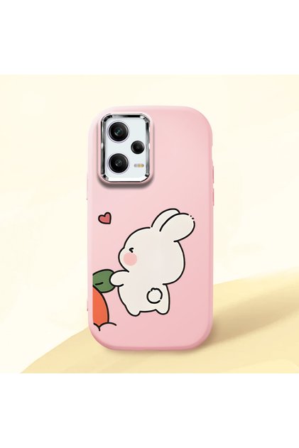 Poco X5 Pro 5g Compatible Shock-Absorbing Camera Protected Pink Silicone Case Dual Model