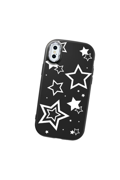 iPhone XS Max Compatible Camera Protected Black Soft Silicone Phone Case Star Patterned