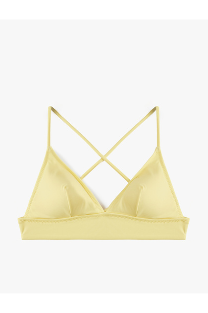 Yellow Cross Strappy Bralette Bikini Top
