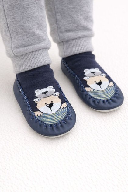 Çarık Socks Non-Slip Underlay Pack Genuine Leather Sole-Warm Baby-Child Booties