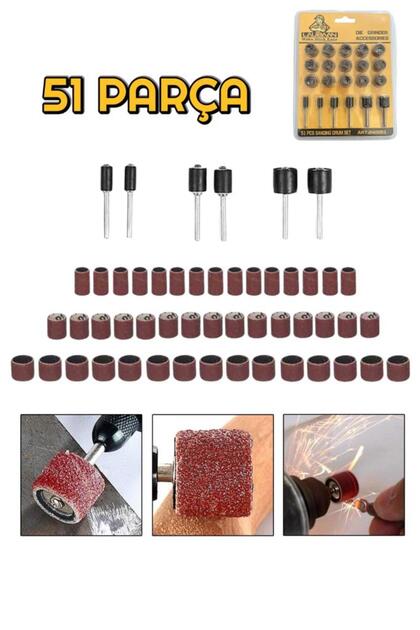 51 Parça Mini Ahşap Metal Zımparalama Taşlama Seti Matkap Gravür Uç