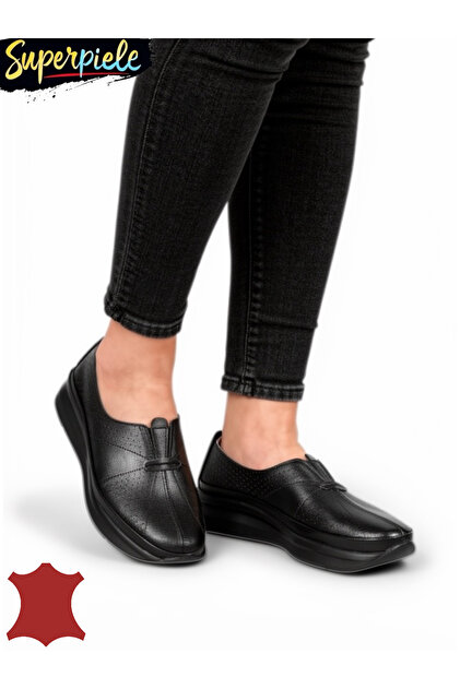 Pantofi casual dama piele naturala cu insertie elastica si inchidere slip-on