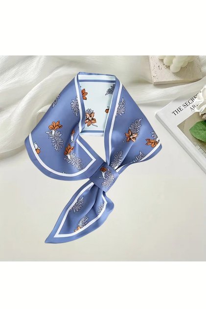 Flower Patterned Double Sided Women's Tie Scarf