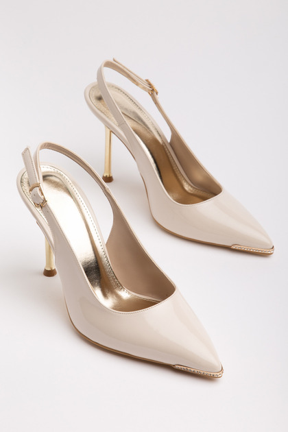 Women's Stiletto Heel U Stiletto Patent Leather with Metal Stone Accessories