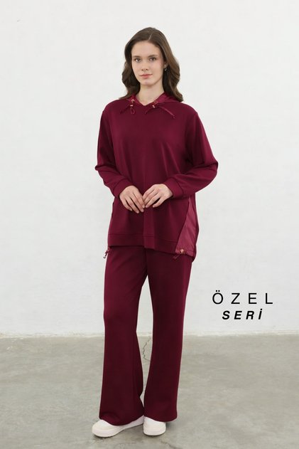 Oversized Garni Detailed Modal Hijab Hooded Women's Set 3187 - Special Series