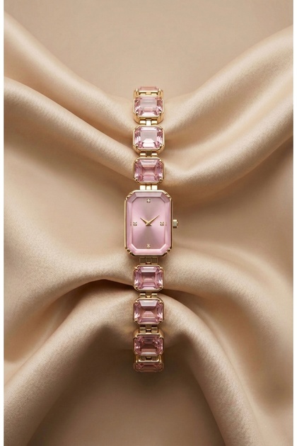 Women's Steel Watch with Stones Pink Dial Luxury Edition Vintage Old Money Elegant Stylish Women's Wristwatch 2026