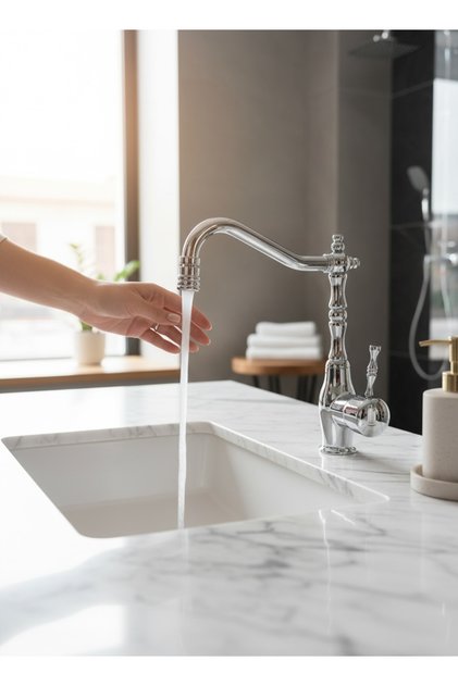 Retro Washbasin Faucet Rustic Design High Model with Movable Head Easy Washing Sink Fixture