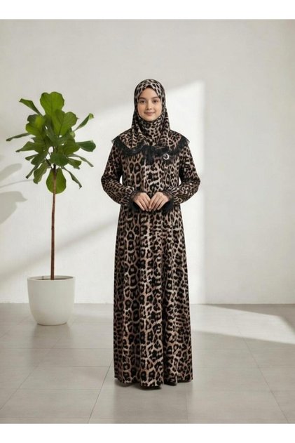 One Piece Cotton Leopard Pattern Prayer, Hajj and Umrah Dress