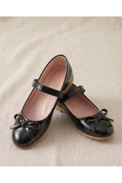 Stylish and Comfortable Girls' Patent Leather Ribbon Bow Ballet Flats