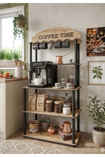 MESSER Dekoratif Çok Amaçlı Kahve Köşesi Dolabı MEŞE 39 Cm X 69 Cm Tüm Kahve Makineleri