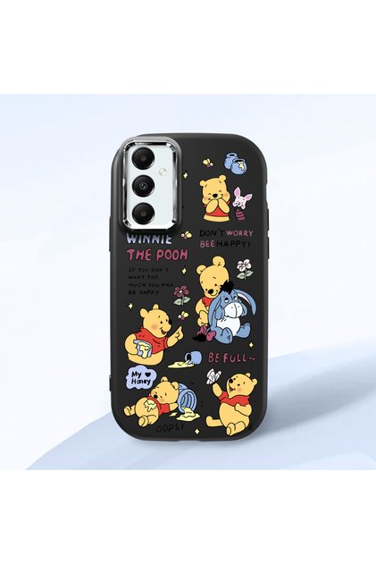 Samsung Galaxy A05S Compatible Shock-Absorbing Camera Protected Black Silicone Case Cartoon Patterned