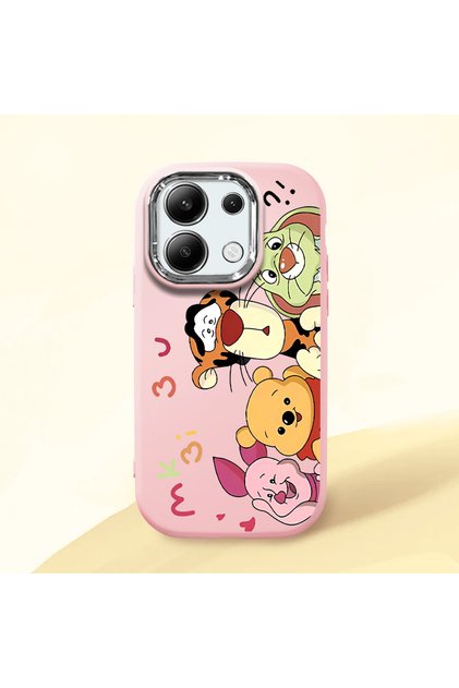 Redmi Note 13 4g Compatible Shock-Absorbing Camera Protected Pink Silicone Case Cartoon Patterned