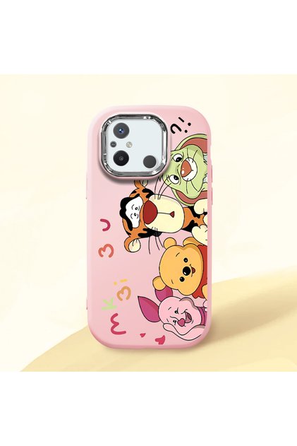 Redmi 12C Compatible Shock-Absorbing Camera Protected Pink Silicone Case Cartoon Patterned