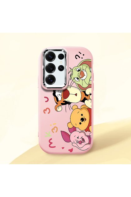 Pink Silicone Case Compatible with Samsung Galaxy S25 Ultra with Shock-Absorbing Camera Protections Cartoon Patterned
