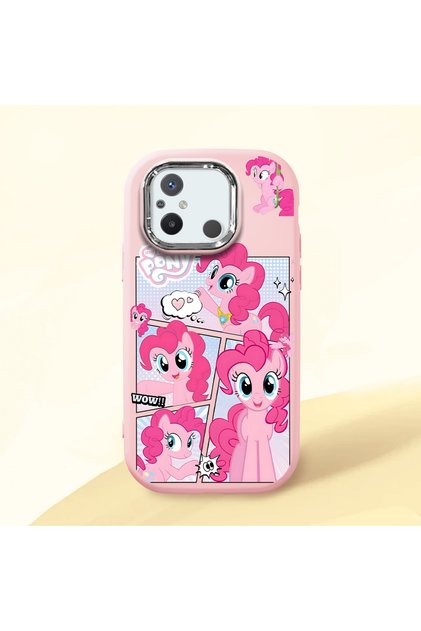 Redmi 12C Compatible Shock-Absorbing Camera Protected Pink Silicone Case Pony Patterned