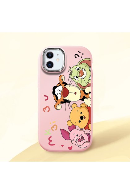 iPhone 11 Compatible Shock-Absorbing Camera Protected Pink Silicone Case Cartoon Patterned
