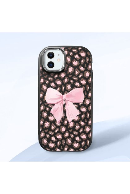 iPhone 12 Mini Compatible Shock-Absorbing Camera Protected Black Silicone Case Leopard Printed I