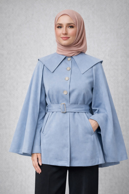 Women's Torino Fabric Trench Coat with Belt Layer Cape