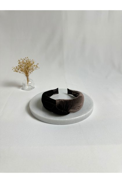 Brown Velvet Knotted Crown Headband