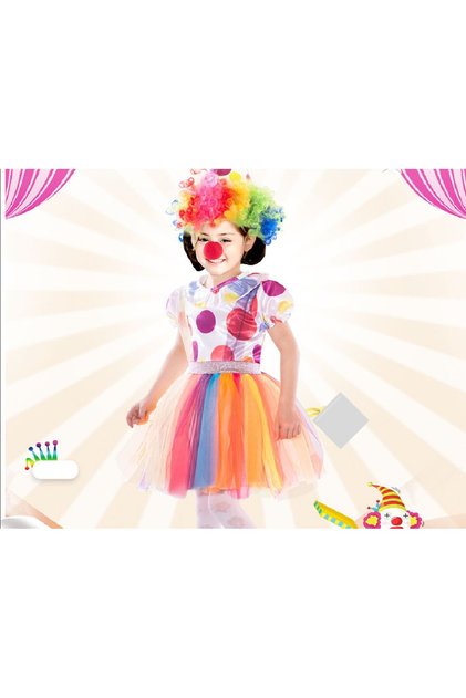Girl Child Clown Costume with Accessories