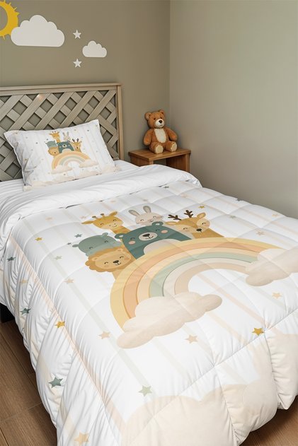 Rainbow Friends Patterned Single Duvet and Pillowcase