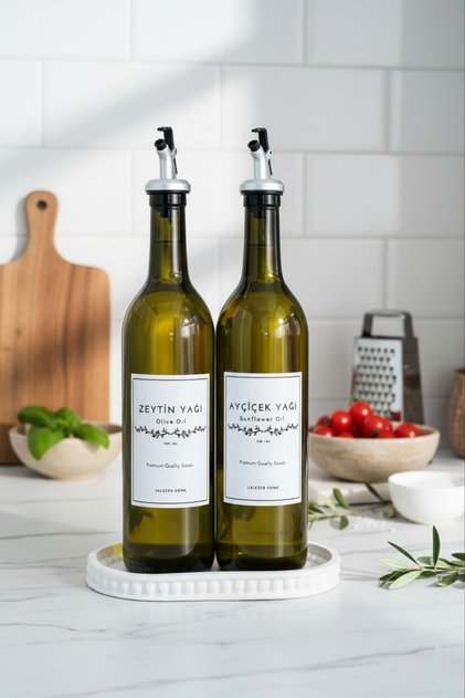 İNCİLİ MODEL STANT - ZEYTİNYAĞI & AYÇİÇEK YAĞI ŞİŞESİ CAM 750ML