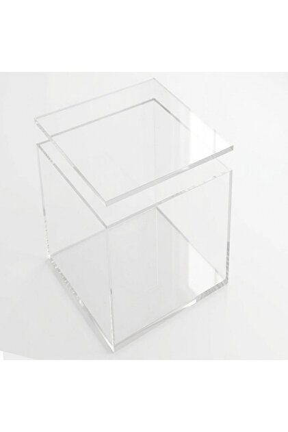 Trend Pleksi Şeffaf Kapaklı Çok Amaçlı Saklama Kutusu (15cm x 15cm