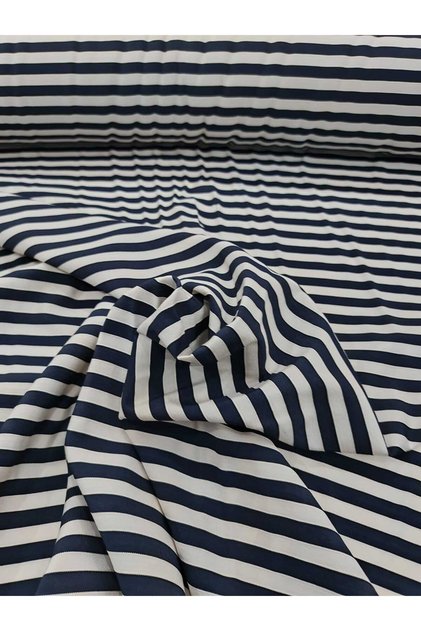 Viscose Navy Blue White Striped Fabric – Soft Textured Casual Wear Dress Shirt Fabric 150En