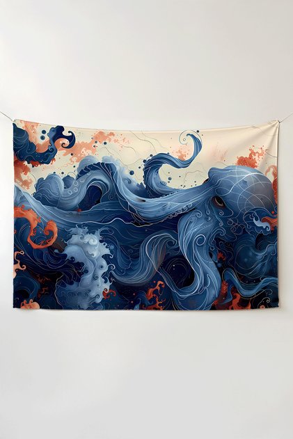 Foggy Waves Horizontal Anime Wall Covering – Large Size Tapestry Room Decor High-Definition Printing