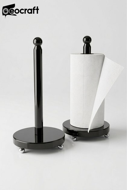 Luxury Granite Black Paper Towel Holder with Chrome Legs Modern Napkin Holder Kitchen Accessory Non-Tipping Heavy Duty