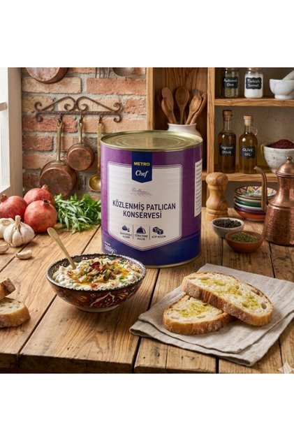 Közlenmiş Patlıcan Konservesi Küp Kesim 2850 gr (The Ginza)
