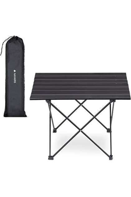 Masă pliabilă de camping, geantă de transport, aluminiu, neagră, 45382.01