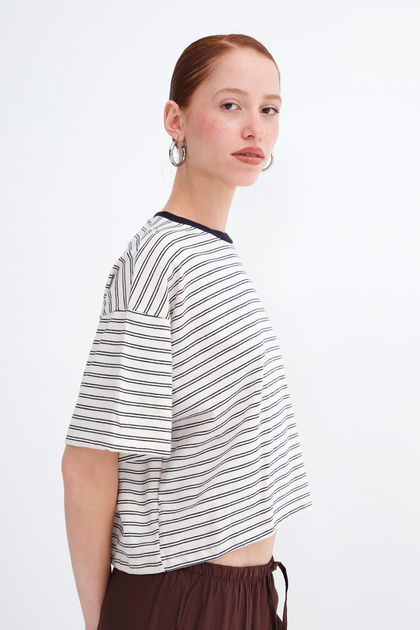 Addax Çizgili Kısa Kollu T-shirt P10675 - Fiyatı, Yorumları