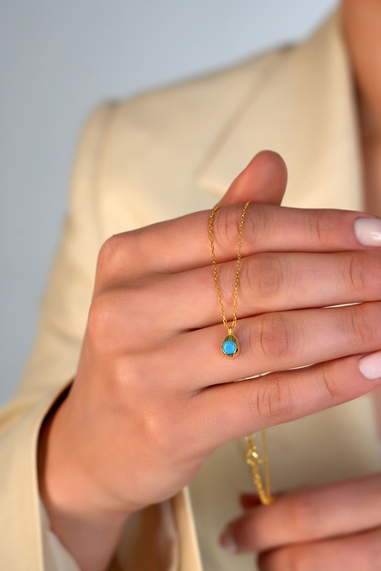 925 Ayar Gümüş,Gold Kaplama Mociun Minimal Gümüş Kolye