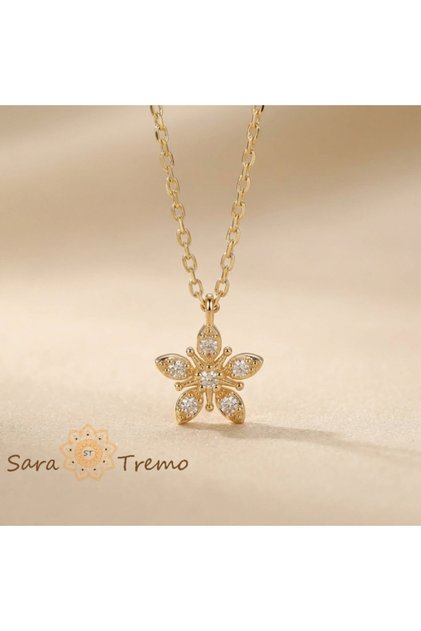 Colier Floarea Strălucirii – Colier placat cu aur de 14K și zirconiu alb