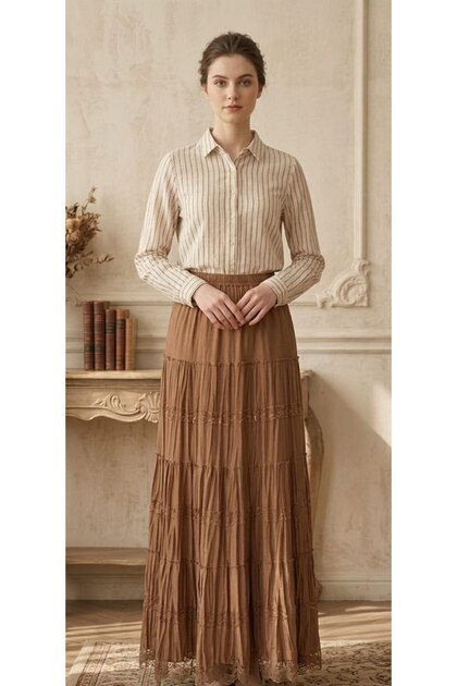 Premium Lace Detailed Combed Cotton Skirt