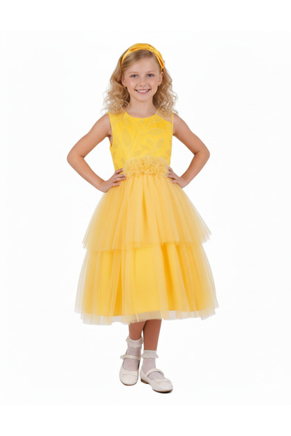 D' Daniela - Abigail Yellow Party Dress with Headband