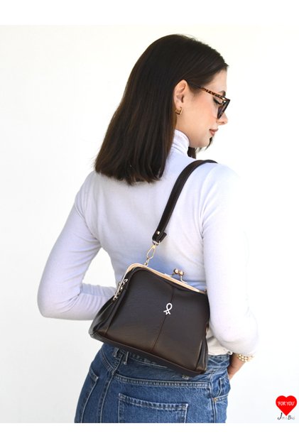 Vienna Bitter Brown Women's Crossbody and Shoulder Bag | Gold Detailed, Elegant, and Features 4 Compartments