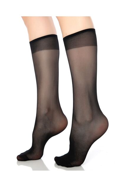 Pack of 12 Black Women's Matte Thin Below Knee 20 Denier Pantalon Stockings