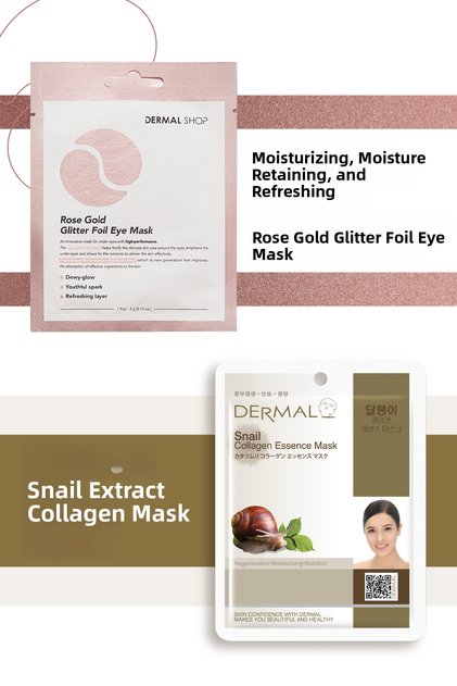 3-Layer Rose Gold Eye Mask and Regenerating, Nourishing and Moisturizing Snail Extract Collagen Mask