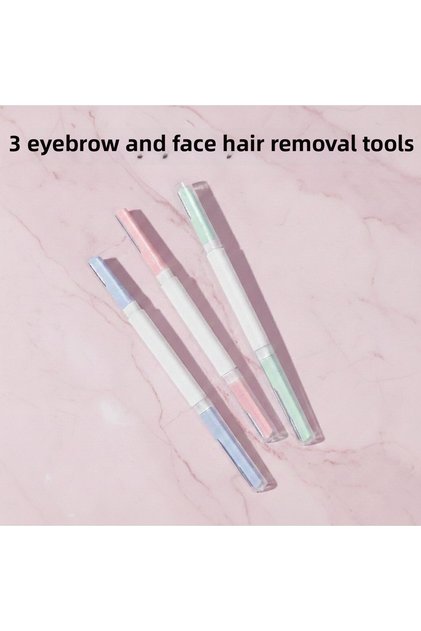 3 Pieces of Eyebrow & Facial Hair Removal Blades with Covers - Practical Eyebrow Razor for Sensitive Skin