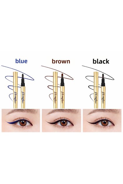 Liquid Lines Liquid Eyeliner – Black / Brown / Blue – 12 Hour Long Lasting, Waterproof 3-Color Set