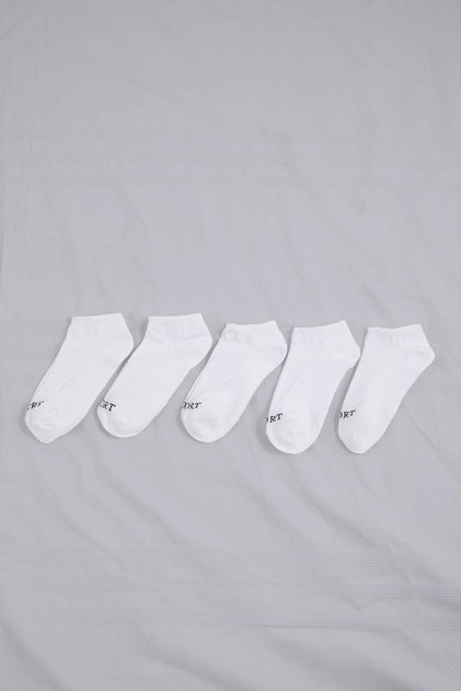 Weiß bedruckte 5er-Pack Unisex-Socken in Booties-Größe TMNSS26CO00008