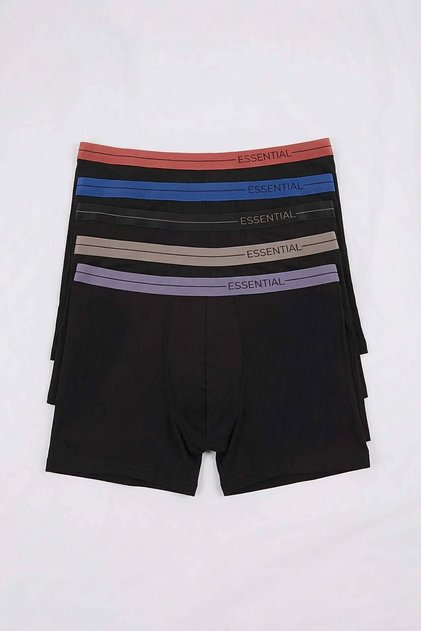 Black Large Size Men's Colored Rubber 5-Pack Boxer Tmnaw26Dm00014