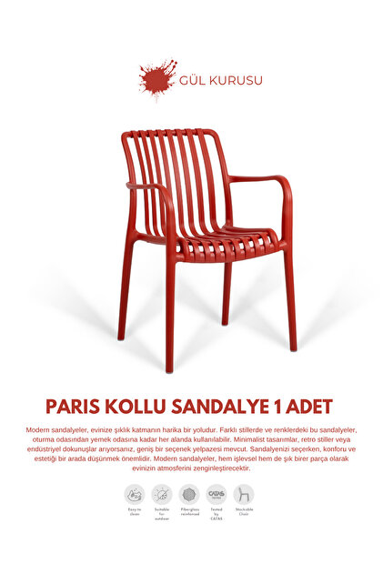 Daim Plastik PARİS | 1 ADET KOLLU LUX CAFE & RESTAURANT SANDALYESİ