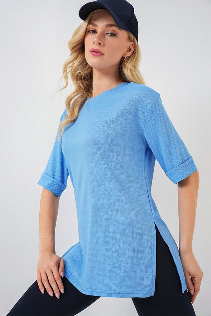 Bdart Textured Short Sleeve Round Neck T-Shirt