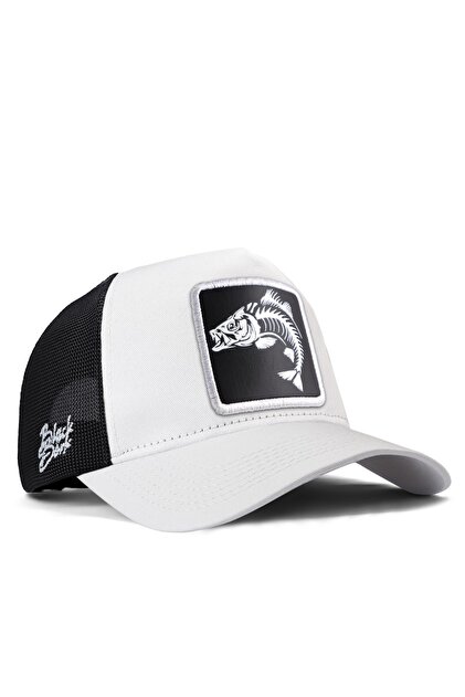 Balık Logolu Beyaz-Siyah Trucker Şapka